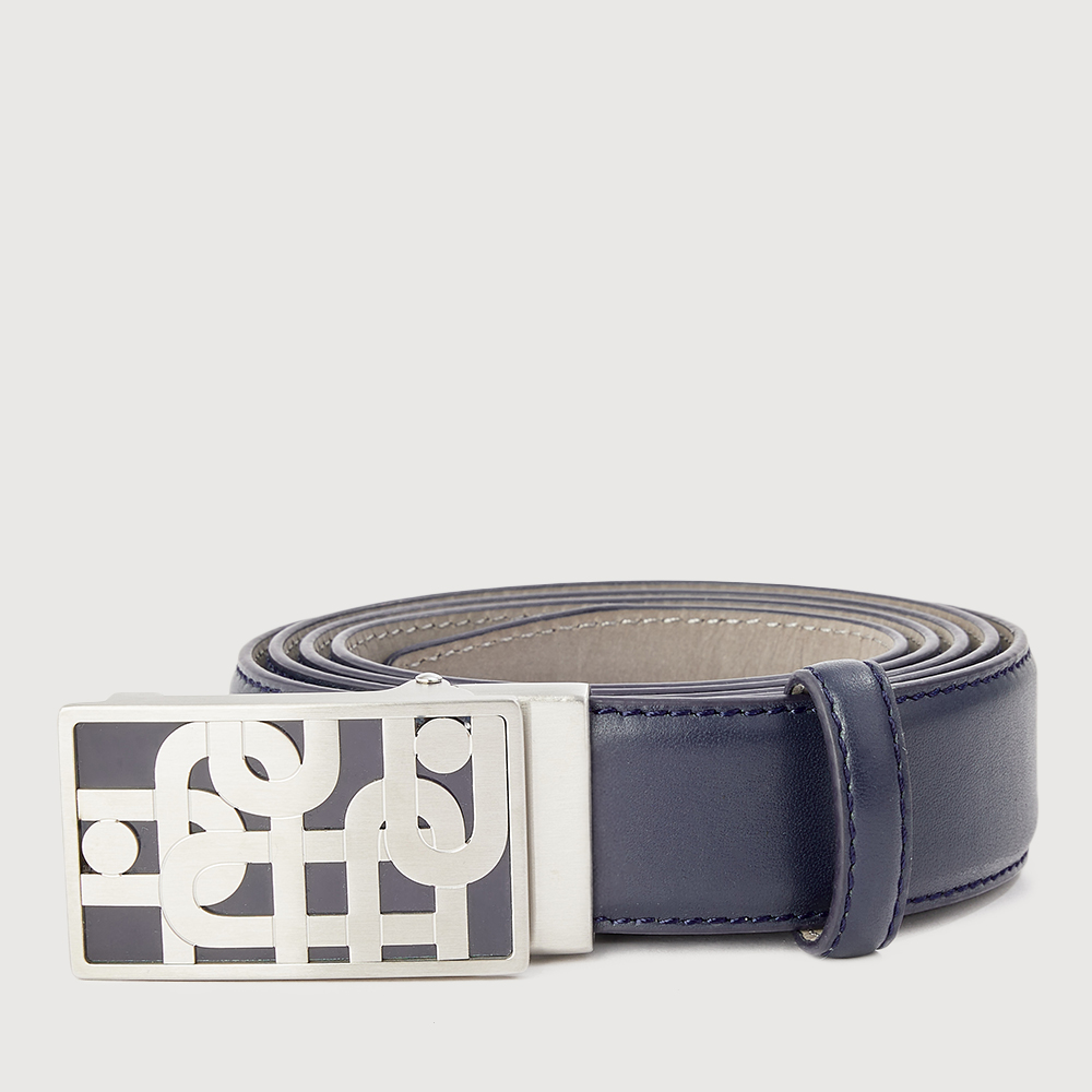 SMOOTH LEATHER BELT WITH NICKEL IN SATIN FINISH STAINLESS STEEL AUTO BUCKLE