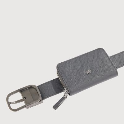 REVERSIBLE FINE GRAIN PRINTED LEATHER BELT WITH GUN IN SATIN FINISH ALLOY NEEDLE BUCKLE