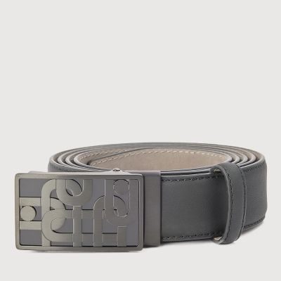 SMOOTH LEATHER BELT WITH GUN IN SATIN FINISH STAINLESS STEEL AUTO BUCKLE